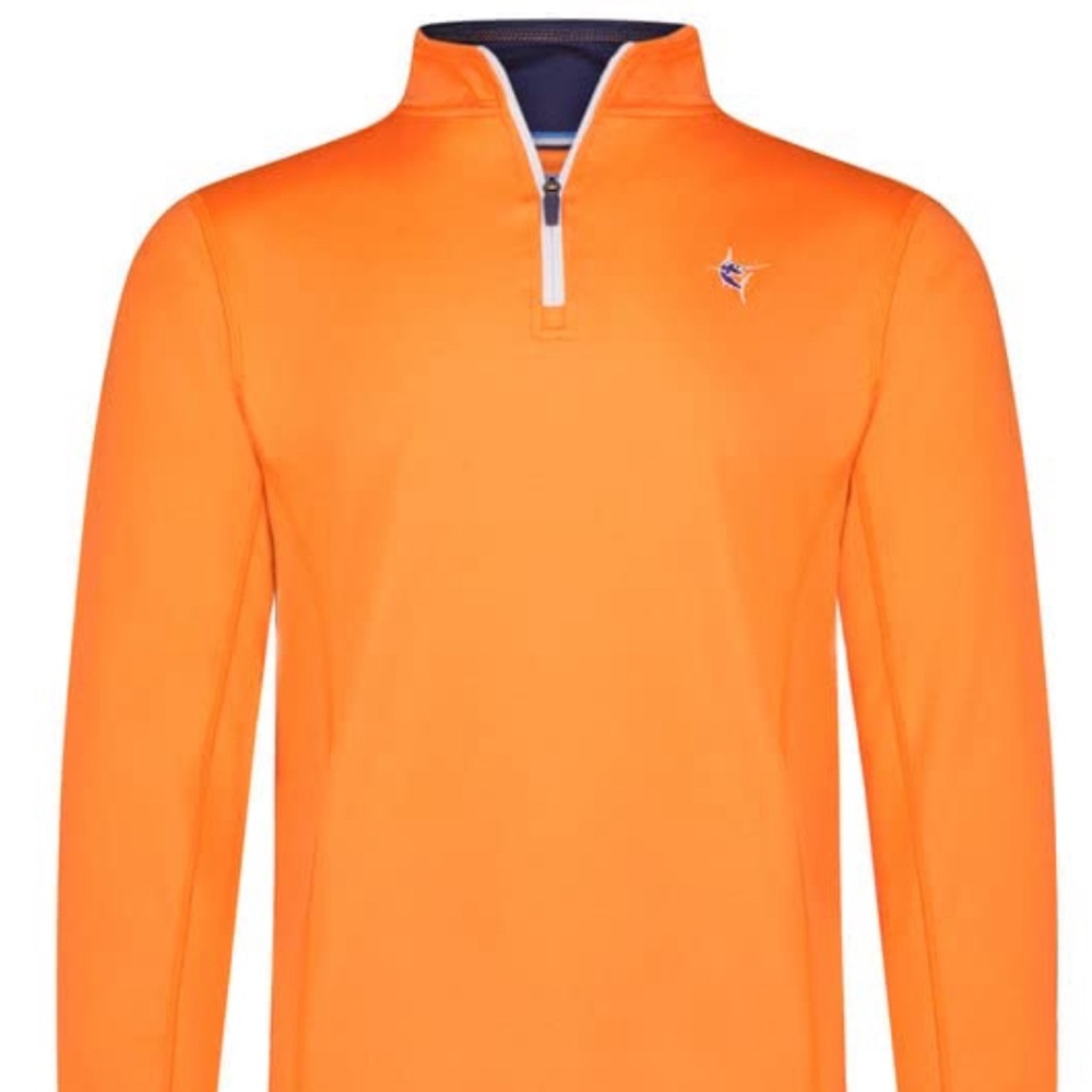 White Water Pullover Mens XXL Orange 1/4 Mock Neck Fishing Performance
